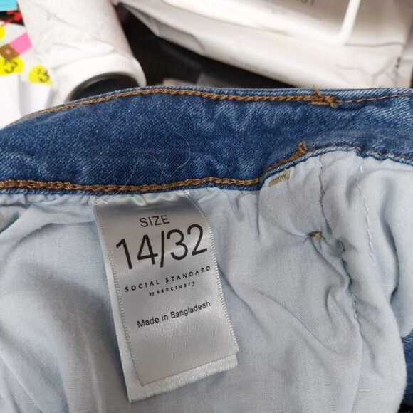 Social Standard Jeans 14 Slim Straight Blue Medium Wash High-Rise Stretch Womens - Picture 4 of 7